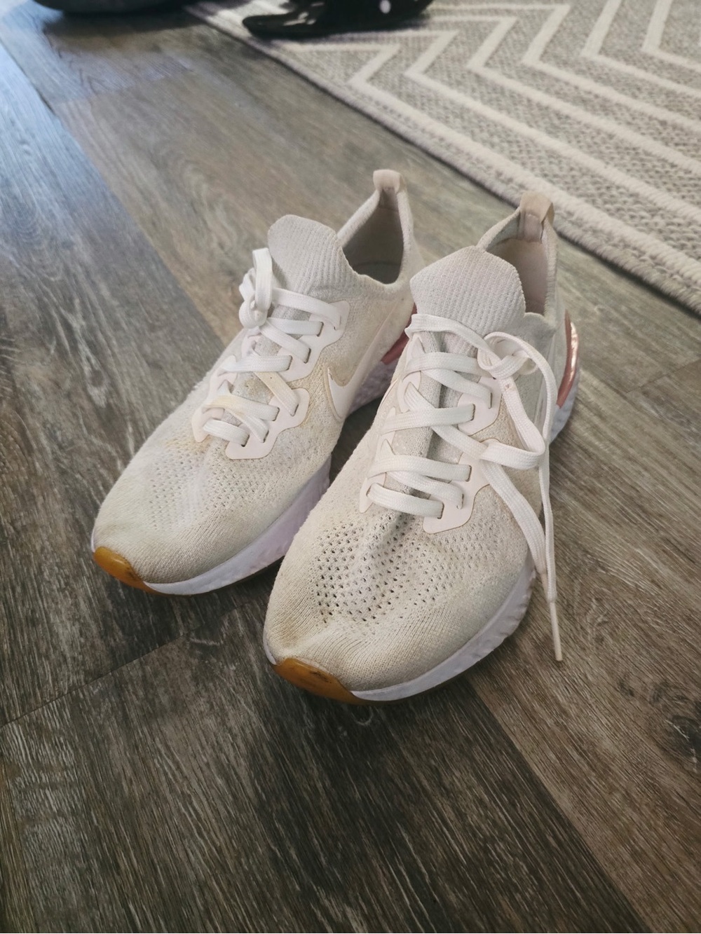 Nike Women's Knit Running Shoes in Cream with Gum Accents